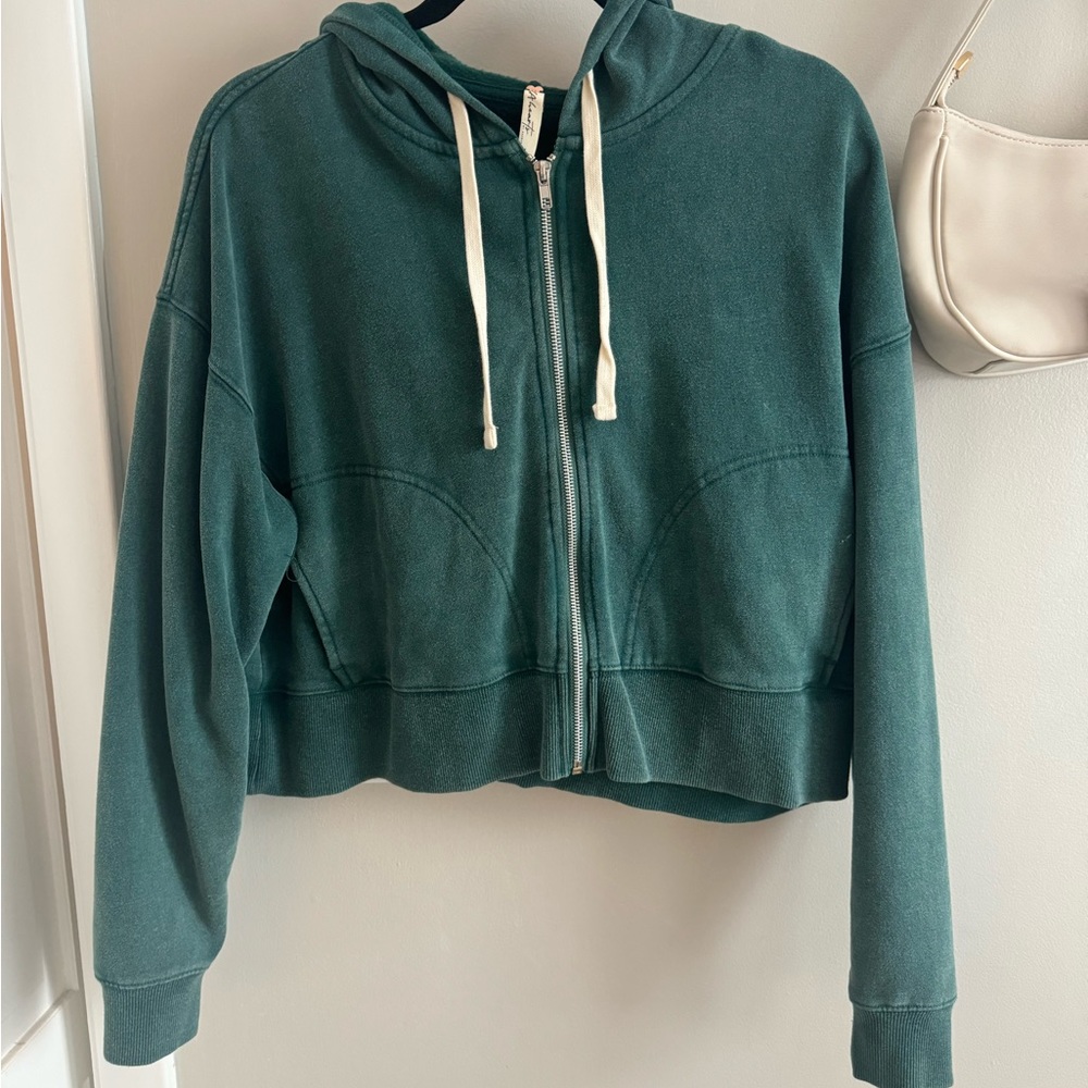 Cropped zip up hoodie